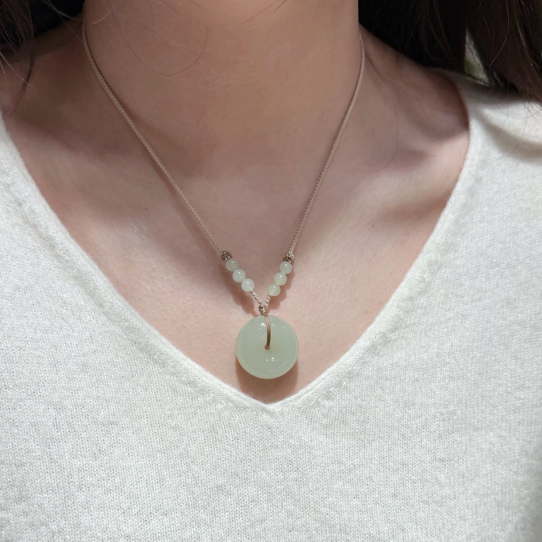 The "Peaceful Whisper" 30mm Russian Bashan White Jade Safety Buckle Pendant