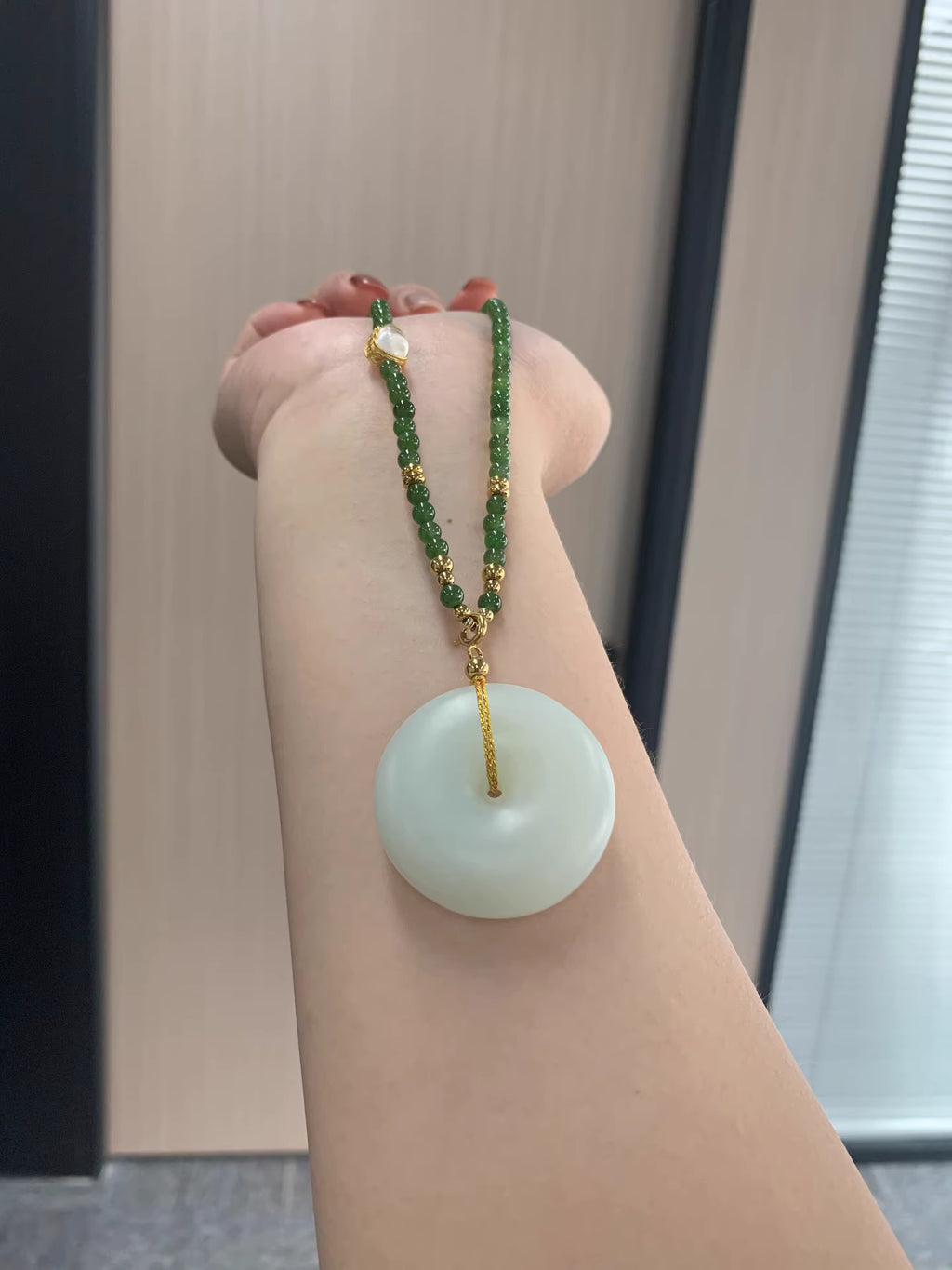 The "Peaceful Whisper" 30mm Russian Bashan White Jade Safety Buckle Pendant