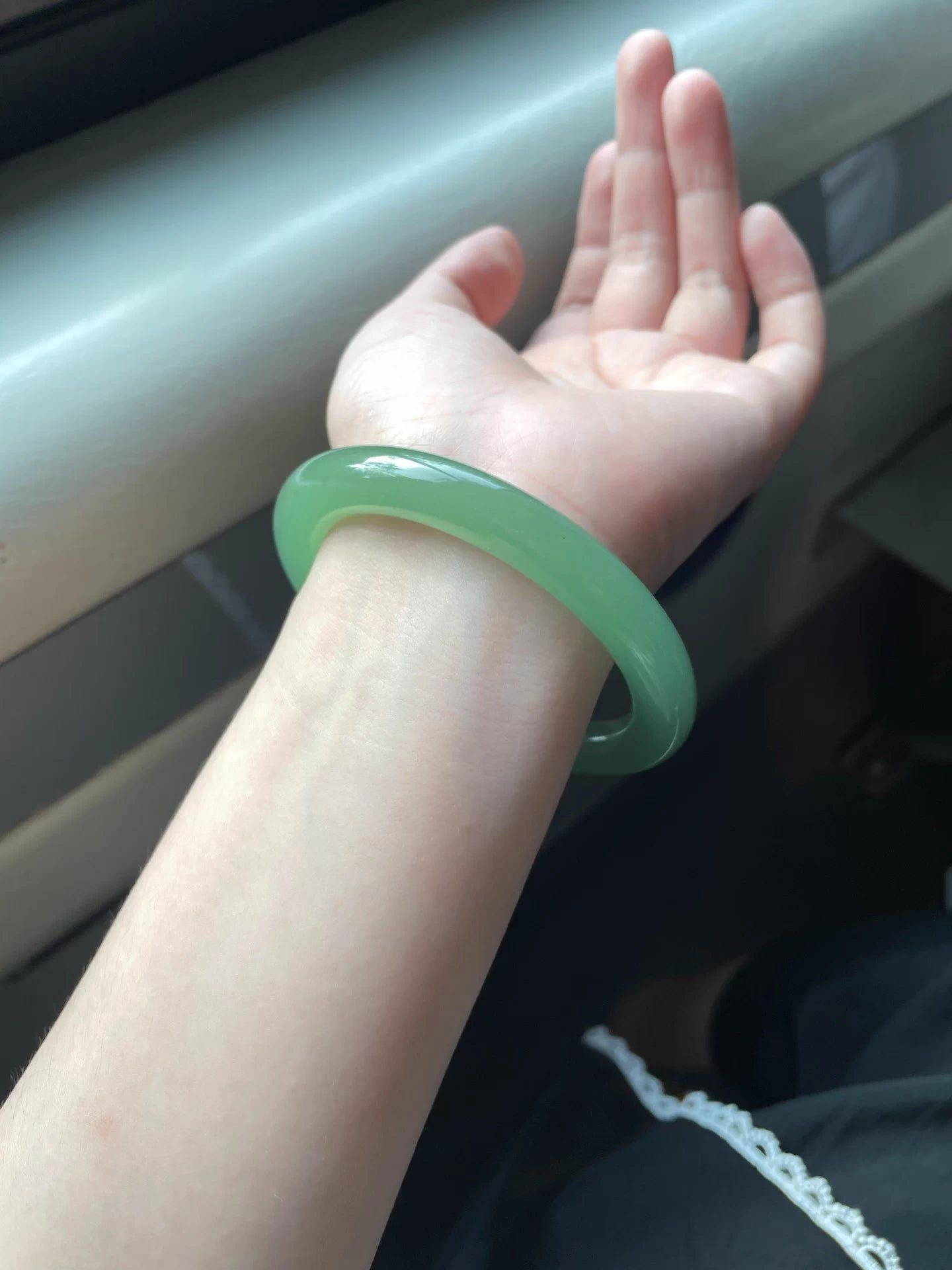 The "Verdant Mist" Icy Green Jade Bangle (60mm)