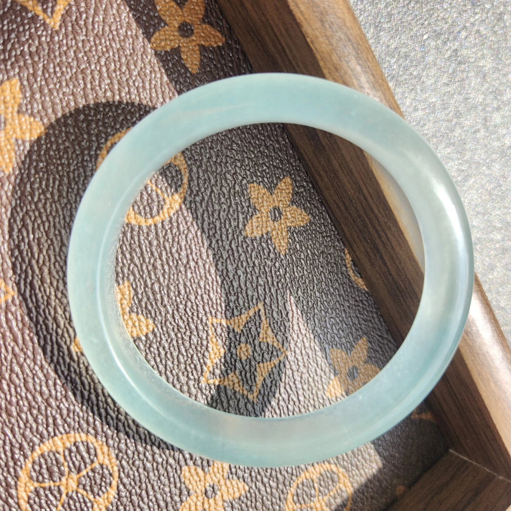 The "Sky Azure Veil" High-Ice Full-Hue Jadeite Bangle (60mm)
