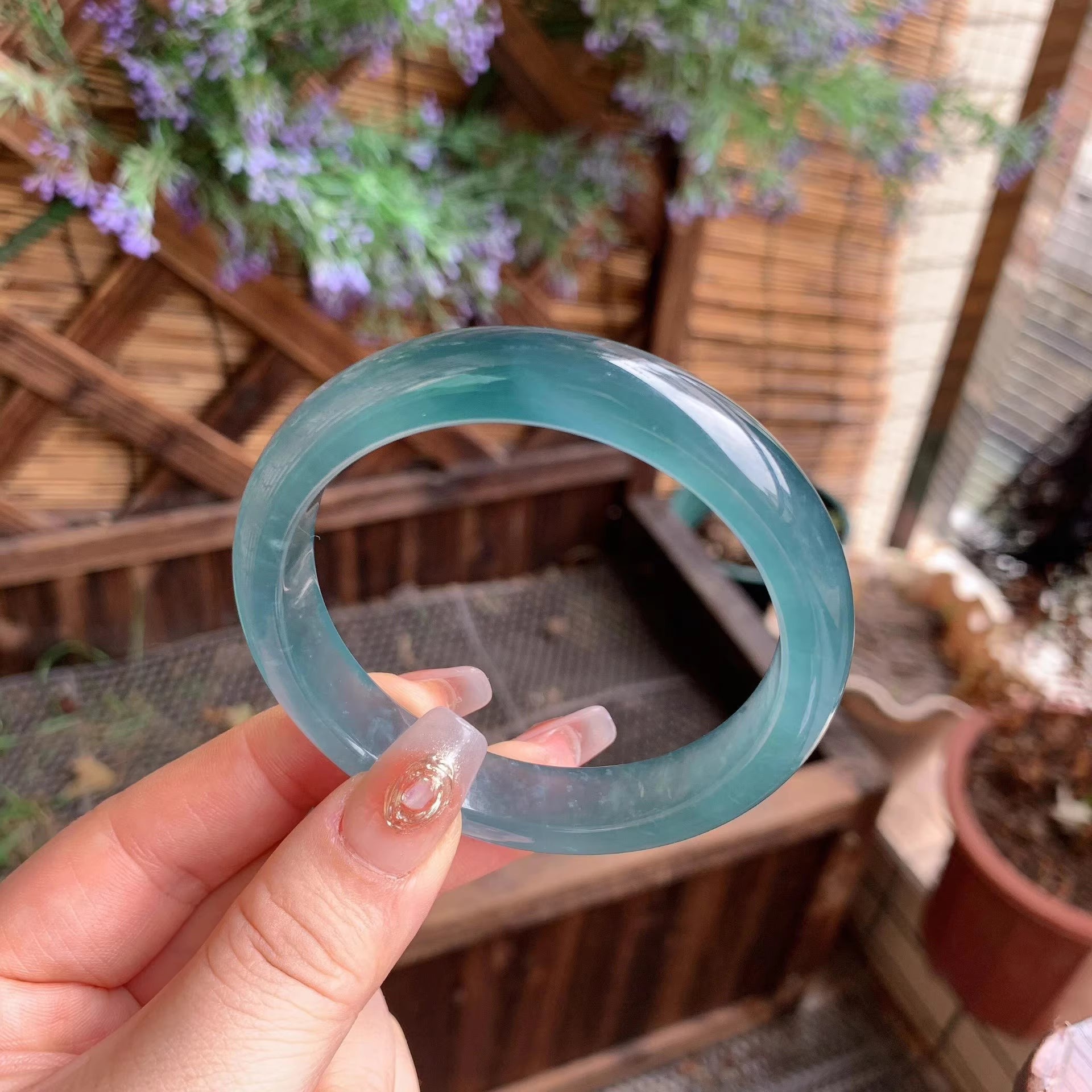 The "Icy Azure Stream" High-Translucent Jadeite Bangle (60mm)