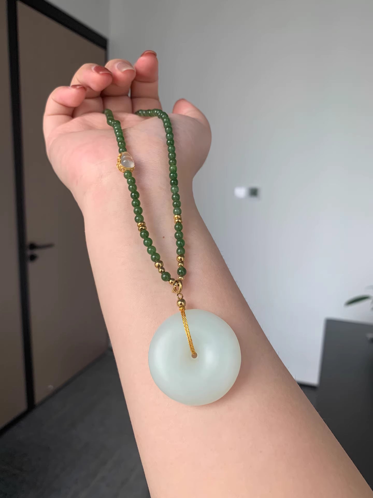 The "Peaceful Whisper" 30mm Russian Bashan White Jade Safety Buckle Pendant