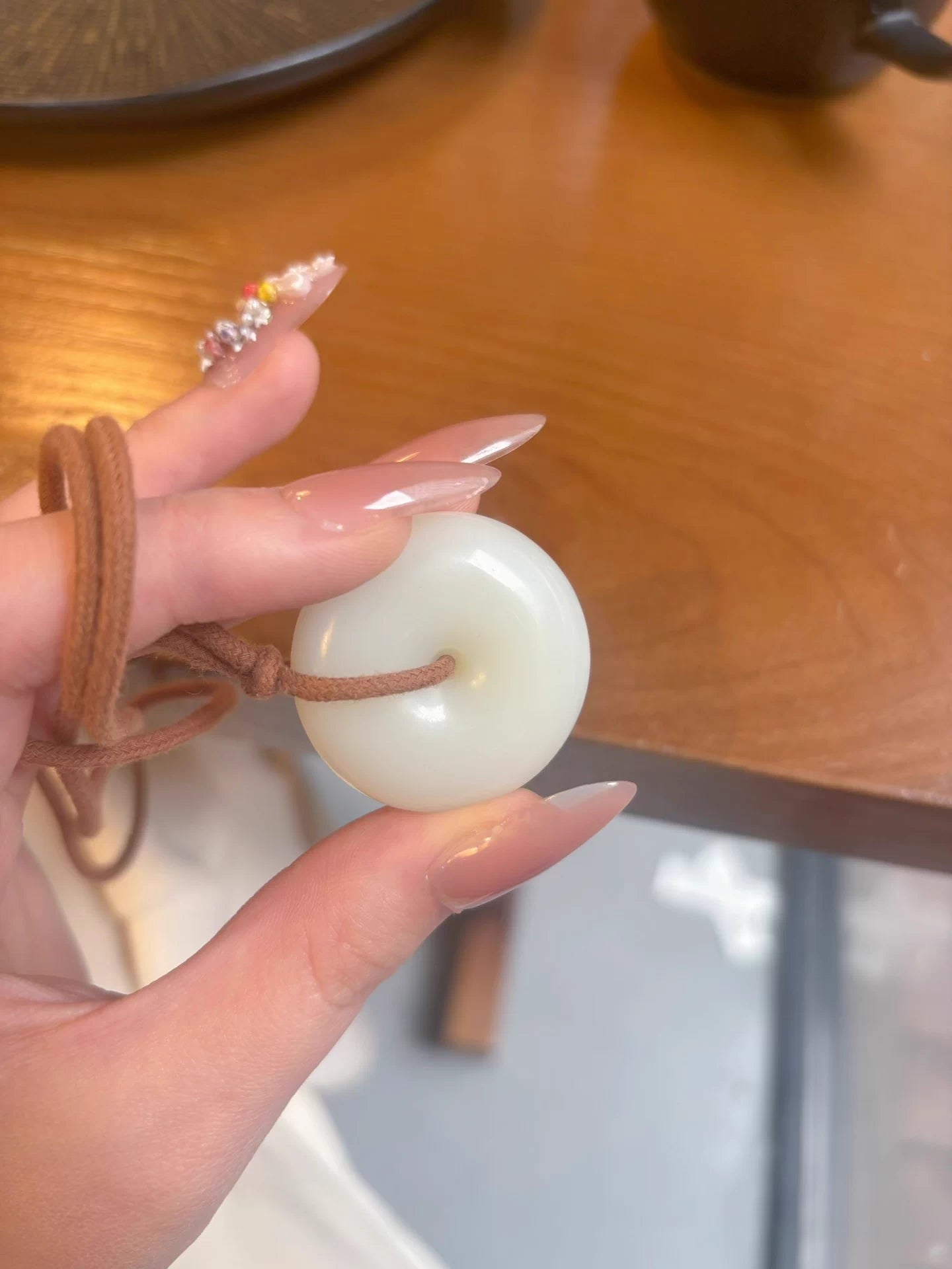 The "Peaceful Whisper" 30mm Russian Bashan White Jade Safety Buckle Pendant