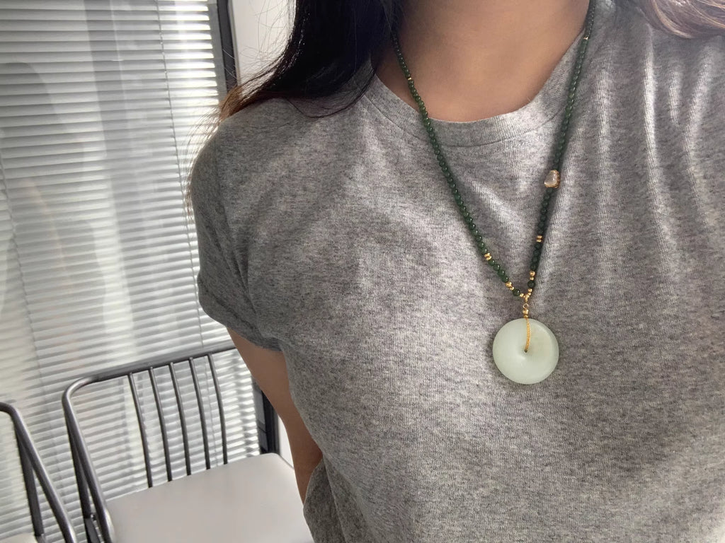 The "Peaceful Whisper" 30mm Russian Bashan White Jade Safety Buckle Pendant