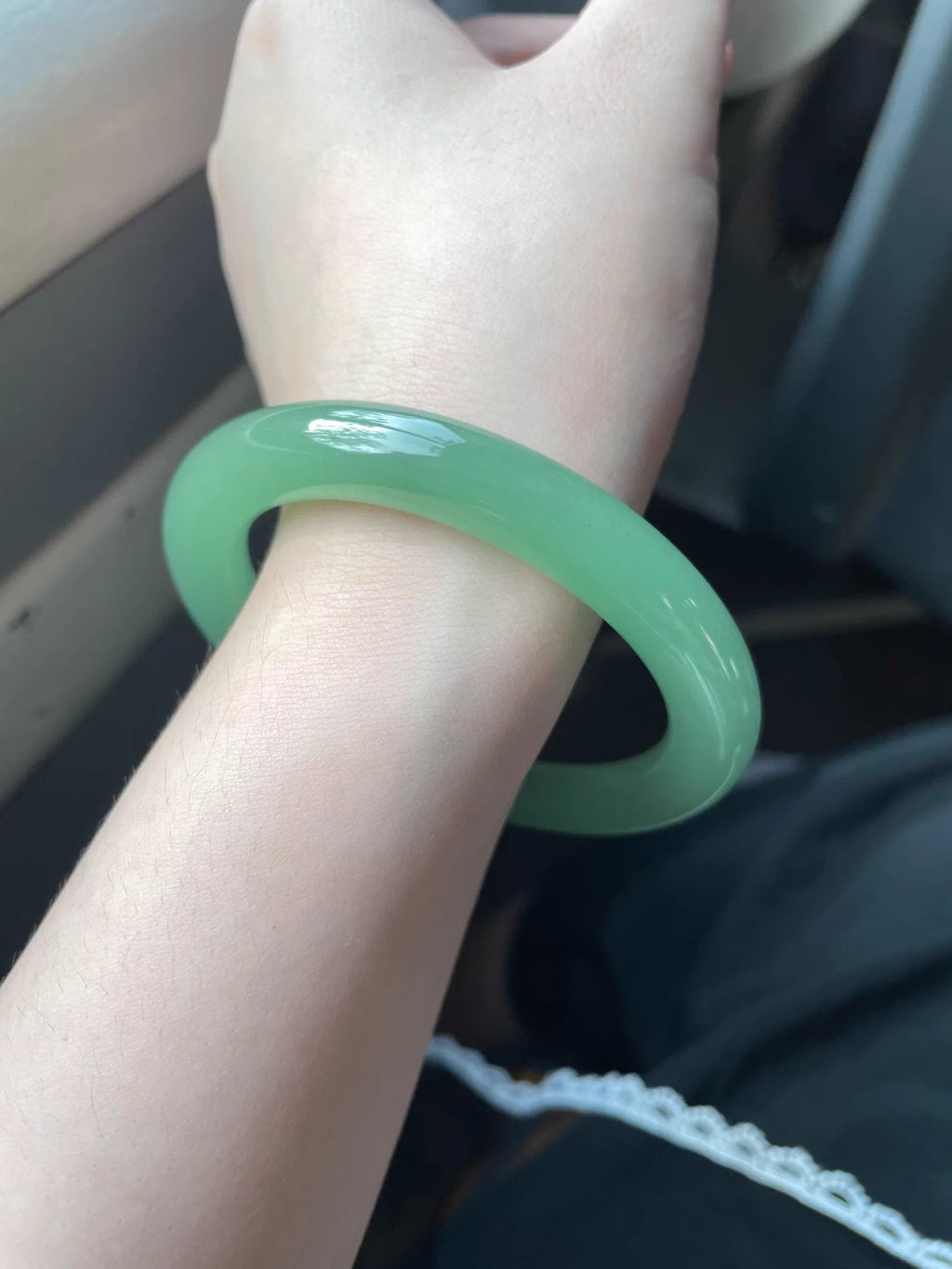 The "Verdant Mist" Icy Green Jade Bangle (60mm)