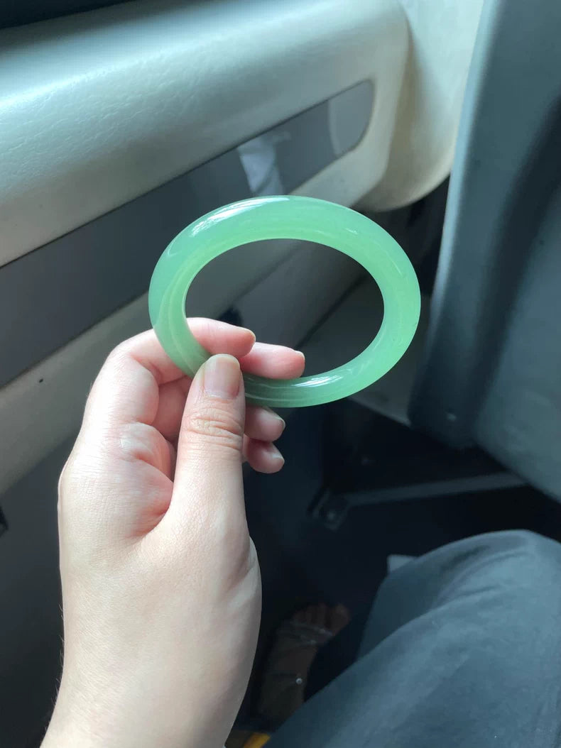 The "Verdant Mist" Icy Green Jade Bangle (60mm)