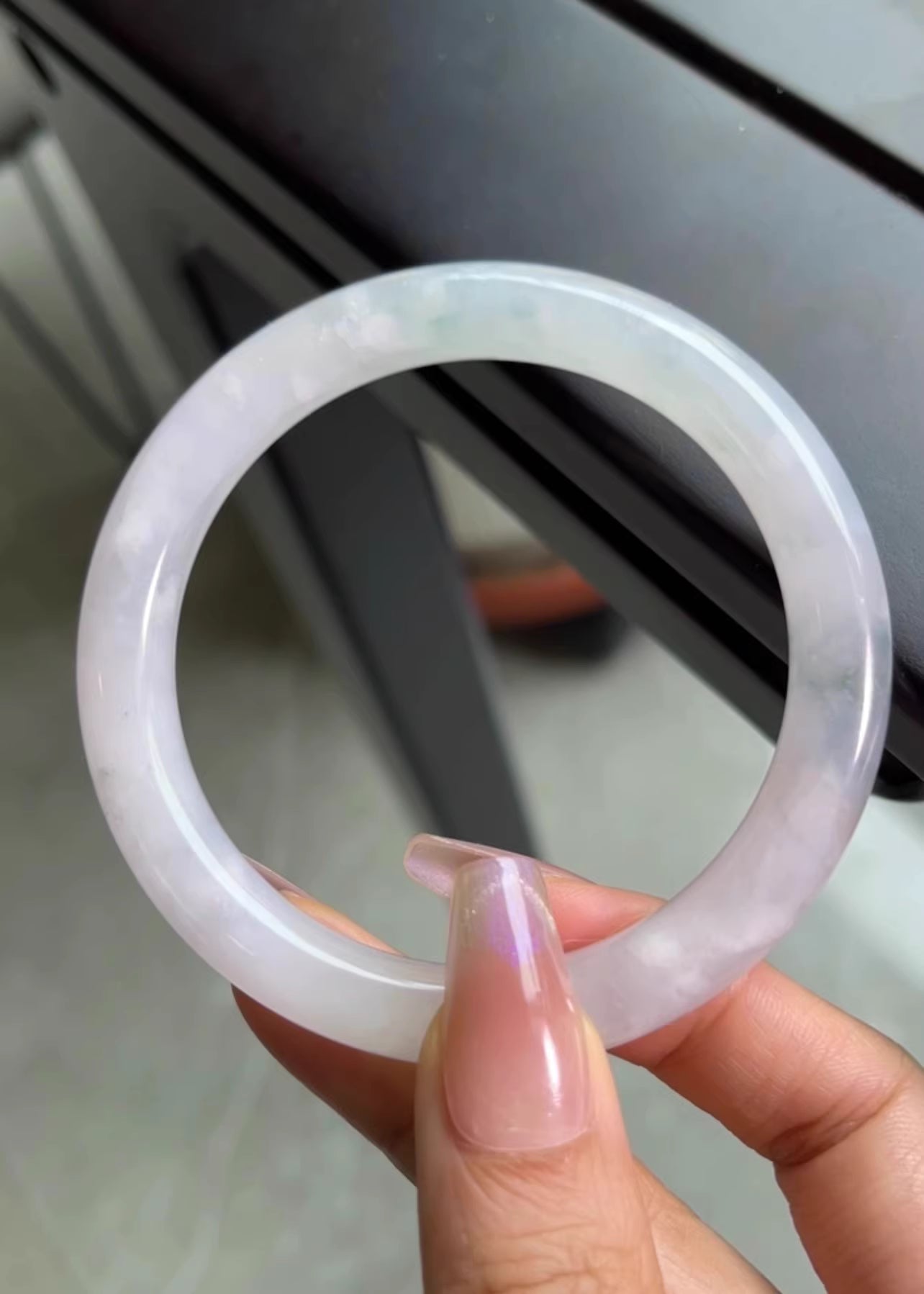 The "Frozen Garden" Icy Jadeite Round Bangle (59mm)