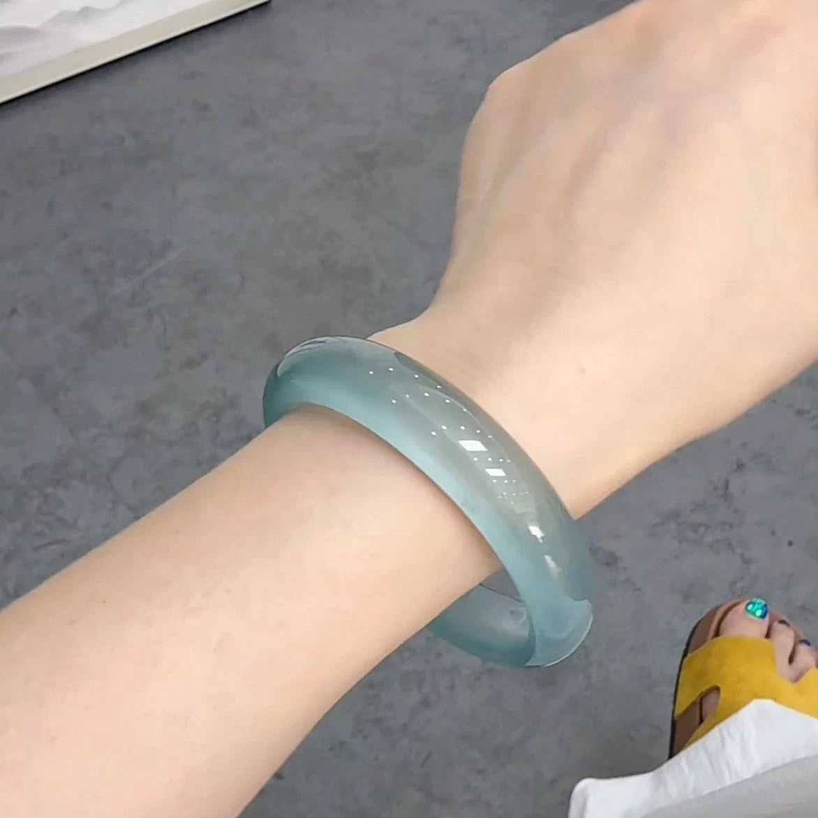 The "Sky’s Whisper" Icy Translucent Jadeite Bangle (60mm)