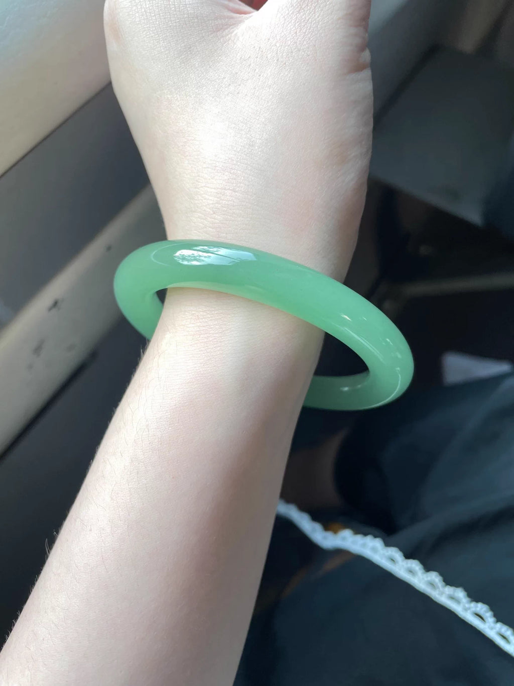 The "Verdant Mist" Icy Green Jade Bangle (60mm)