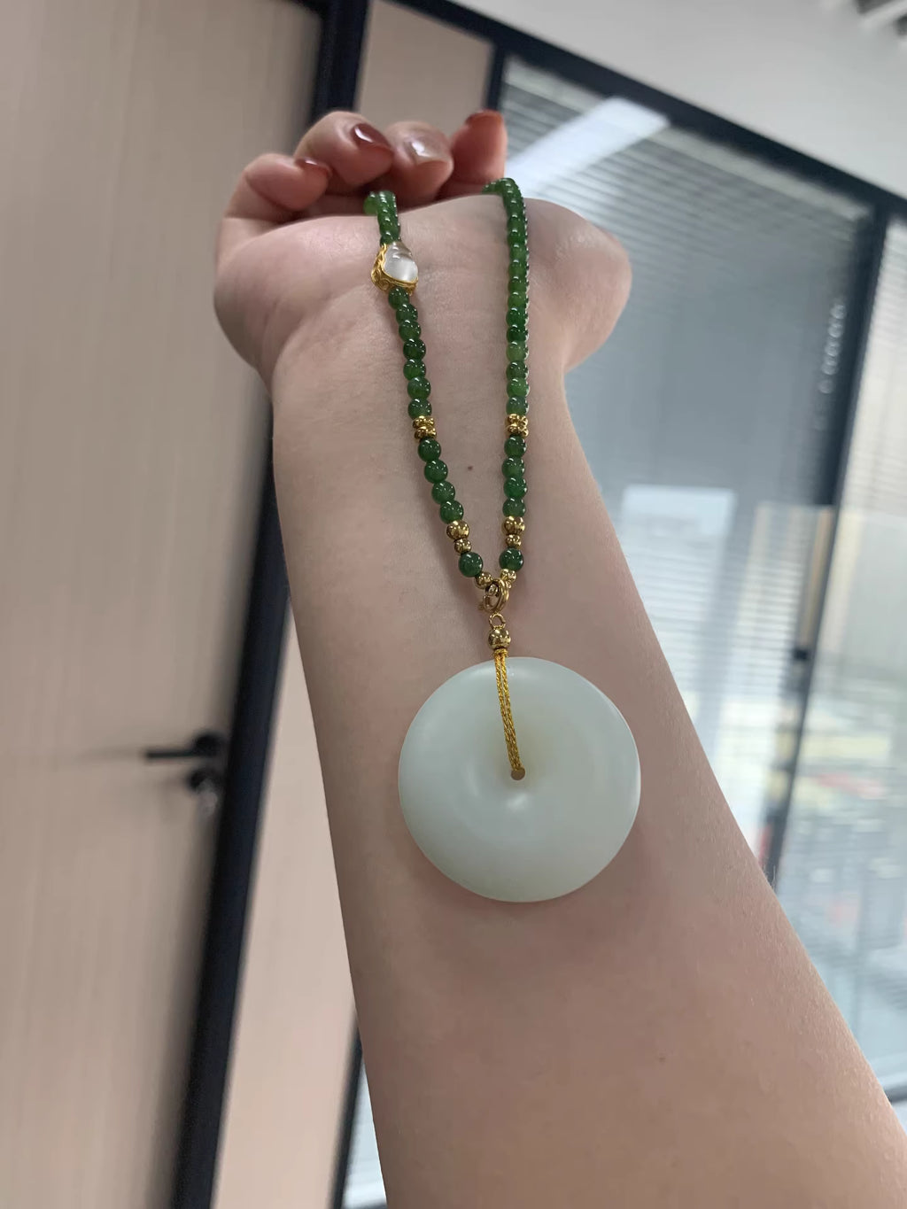 The "Peaceful Whisper" 30mm Russian Bashan White Jade Safety Buckle Pendant