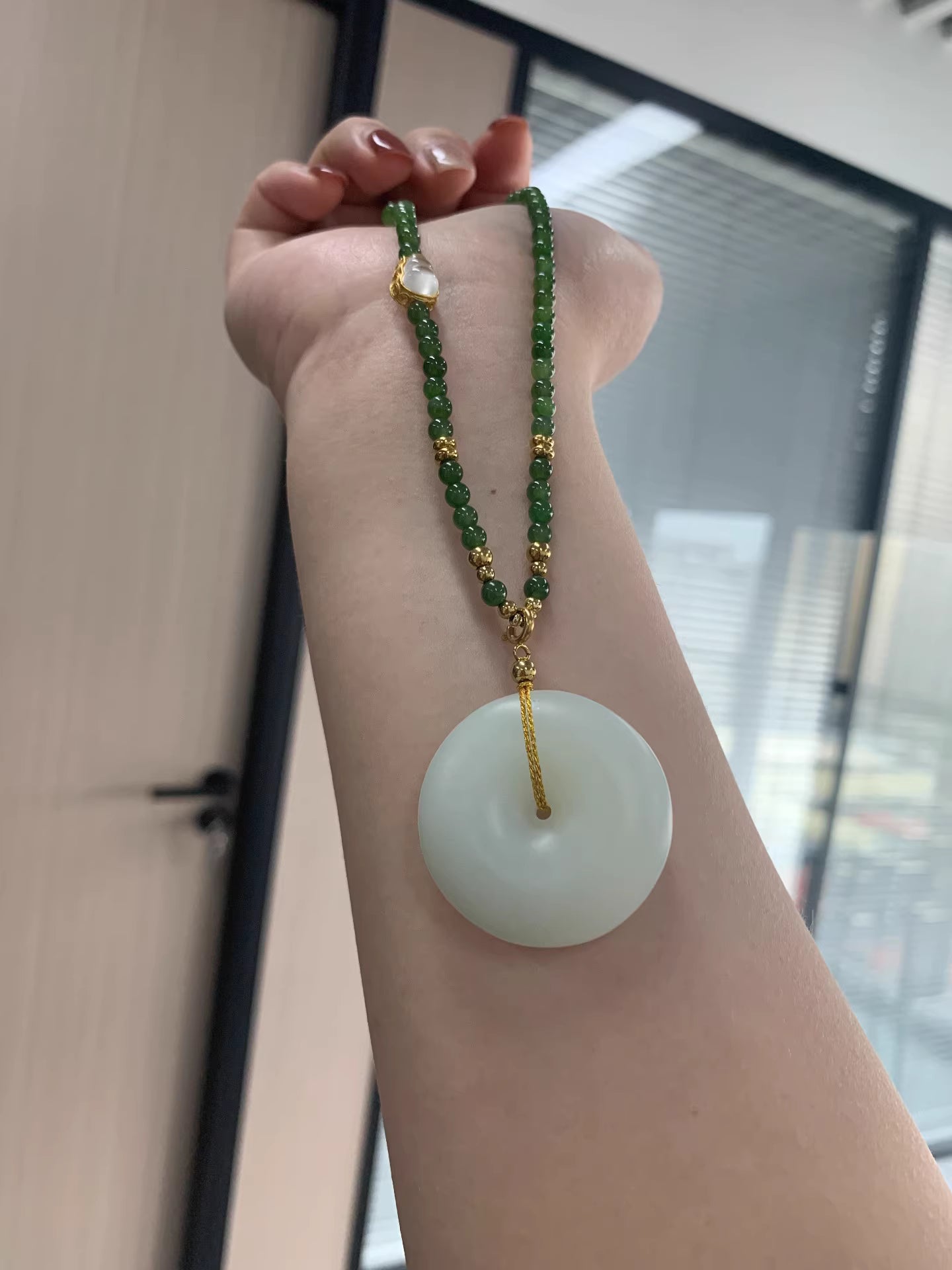 The "Peaceful Whisper" 30mm Russian Bashan White Jade Safety Buckle Pendant