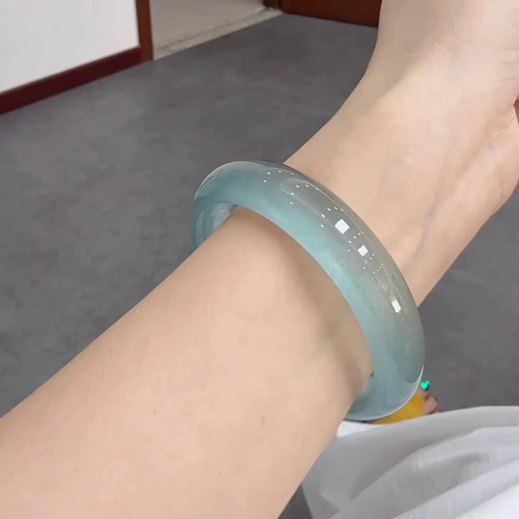 The "Sky’s Whisper" Icy Translucent Jadeite Bangle (60mm)